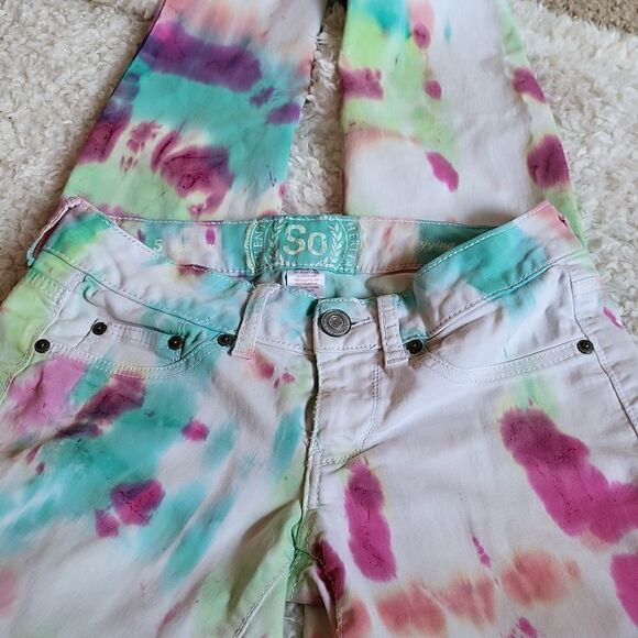 SO Clorful Pastel Tie Dyed‎ Low Rise Jeggings Pants Jeans Size 5 - Picture 7 of 9
